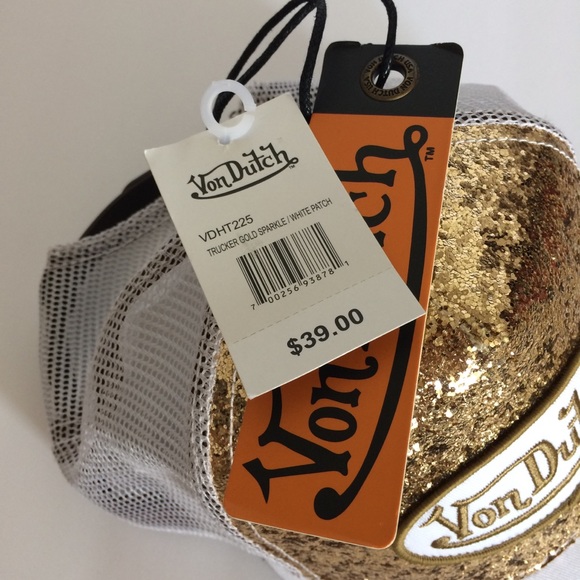Von Dutch gold sparkle white patch trucker hat - Picture 4 of 8